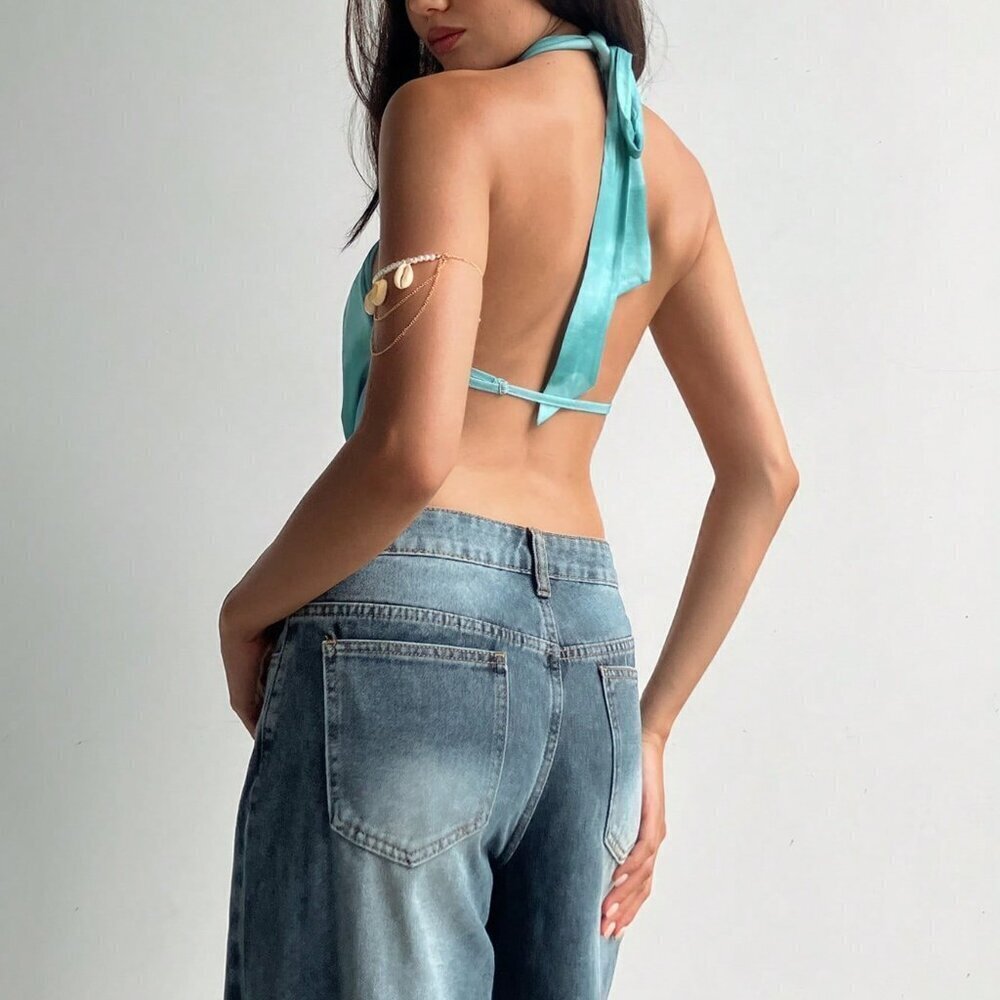 Multicolor Casual Women's Sexy Criss-Cross Wrap Draped Neck Hollow Out Cami Top - Picture 2 of 7